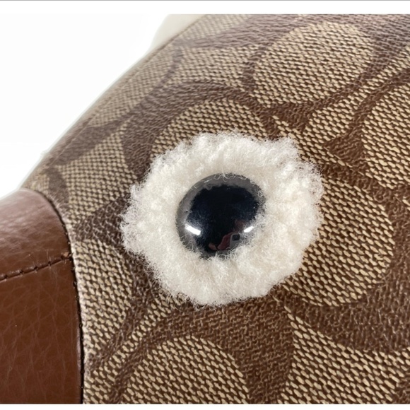 LARGE COACH COLLECTIBLE LEATHER & SHEARLING BEAR IN SIGNATURE CANVAS F75528 - Picture 7 of 12